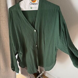 Monday Forest Green Women's Button Down Shirt
